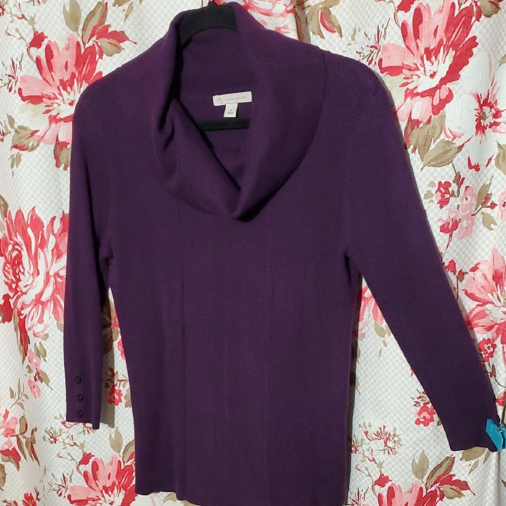 Purple Cowl Neck Sweater Dress Barn Small